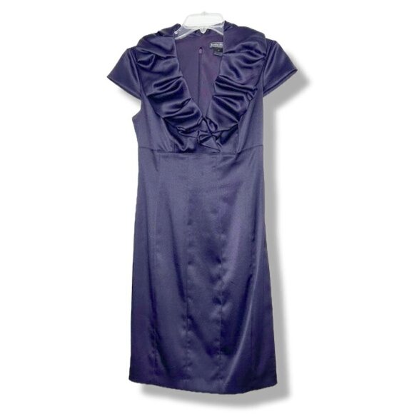 Jessica Howard Purple Ruffle Collar Sleeveless Midi Formal Cocktail Dress size 6 - Picture 1 of 7